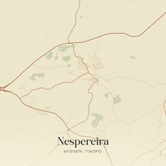 Obraz premium Vintage map of Nespereira, Portugal. 