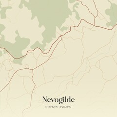 Vintage map of Nevogilde, Portugal. 