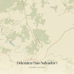 Fototapeta premium Vintage map of Odemira (São Salvador), Portugal.