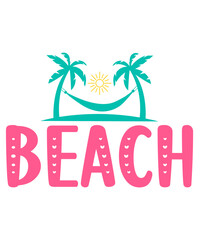 Naklejka premium Beach typography clip art design on plain white transparent isolated background for card, shirt, hoodie, sweatshirt, apparel, tag, mug, icon, poster or badge