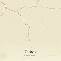 Vintage map of Olmos, Portugal. 