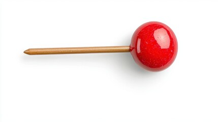 Red Candy Apple On Wooden Stick Isolated On White Background