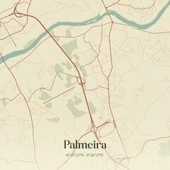 Vintage map of Palmeira, Portugal. 