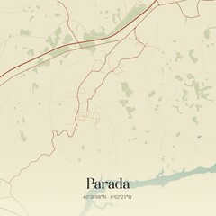 Vintage map of Parada, Portugal. 
