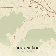 Obraz premium Vintage map of Passos (São Julião), Portugal.