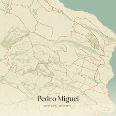 Fototapeta premium Vintage map of Pedro Miguel, Portugal. 