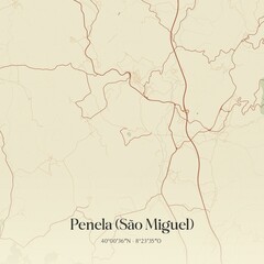 Fototapeta premium Vintage map of Penela (São Miguel), Portugal.