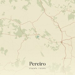 Vintage map of Pereiro, Portugal. 