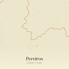 Vintage map of Pereiros, Portugal. 