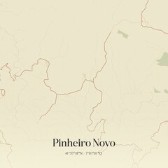 Vintage map of Pinheiro Novo, Portugal. 