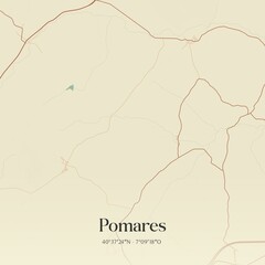 Vintage map of Pomares, Portugal. 