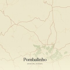 Vintage map of Pombalinho, Portugal. 