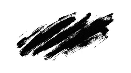 Black stroke messy on a transparent background. Isolated black grunge brush strokes, oil paint on white background. 
