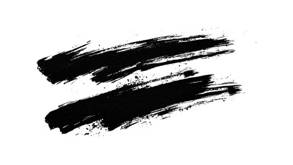 Black stroke messy on a transparent background. Isolated black grunge brush strokes, oil paint on white background. 