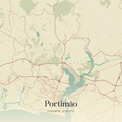 Fototapeta premium Vintage map of Portimão, Portugal.