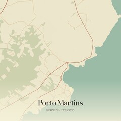 Fototapeta premium Vintage map of Porto Martins, Portugal. 