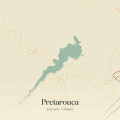 Vintage map of Pretarouca, Portugal. 