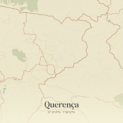 Vintage map of Queren�a, Portugal. 