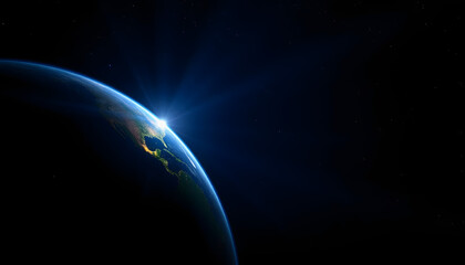 Obraz premium Night side earth with flashing lights, detailed, with white tones
