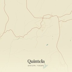 Vintage map of Quintela, Portugal. 