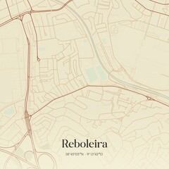 Obraz premium Vintage map of Reboleira, Portugal. 