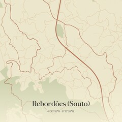Obraz premium Vintage map of Rebordões (Souto), Portugal.