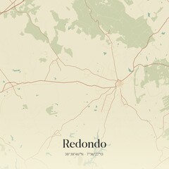Vintage map of Redondo, Portugal. 