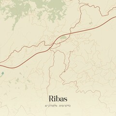 Fototapeta premium Vintage map of Ribas, Portugal. 