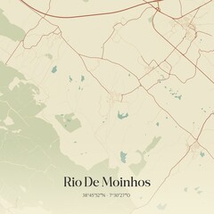 Vintage map of Rio De Moinhos, Portugal. 