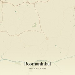 Vintage map of Rosmaninhal, Portugal. 