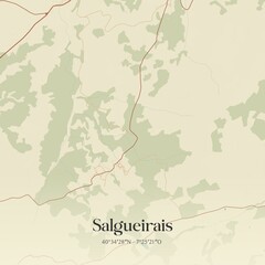 Fototapeta premium Vintage map of Salgueirais, Portugal. 
