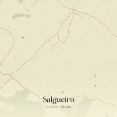 Fototapeta premium Vintage map of Salgueiro, Portugal. 
