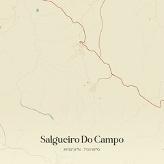 Vintage map of Salgueiro Do Campo, Portugal. 