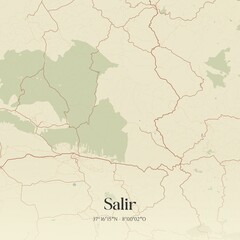 Vintage map of Salir, Portugal. 