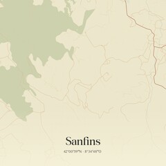 Obraz premium Vintage map of Sanfins, Portugal. 