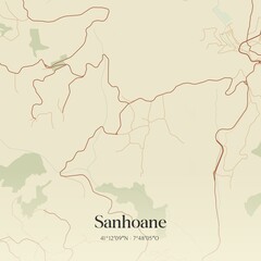 Vintage map of Sanhoane, Portugal. 