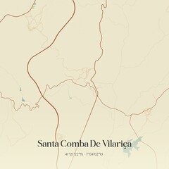 Obraz premium Vintage map of Santa Comba De Vilari�a, Portugal. 