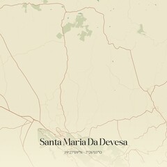 Fototapeta premium Vintage map of Santa Maria Da Devesa, Portugal. 