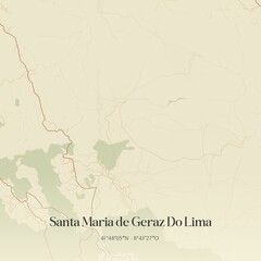 Obraz premium Vintage map of Santa Maria de Geraz Do Lima, Portugal. 