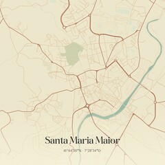 Vintage map of Santa Maria Maior, Portugal. 