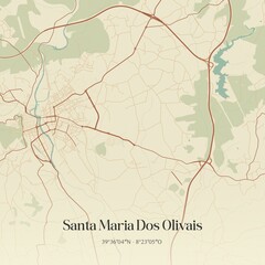 Obraz premium Vintage map of Santa Maria Dos Olivais, Portugal. 
