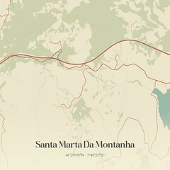 Obraz premium Vintage map of Santa Marta Da Montanha, Portugal. 