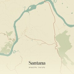 Fototapeta premium Vintage map of Santana, Portugal. 