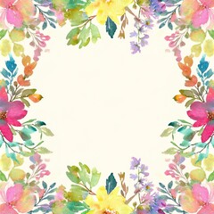 Fototapeta premium watercolor floral border background frame Generated image