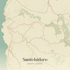 Vintage map of Santo Isidoro, Portugal. 