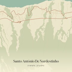 Vintage map of Santo Ant�nio De Nordestinho, Portugal. 