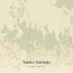Vintage map of Santo Ant�nio, Portugal. 