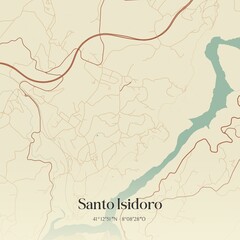 Vintage map of Santo Isidoro, Portugal. 