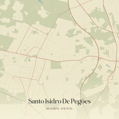 Naklejka premium Vintage map of Santo Isidro De Pegões, Portugal.