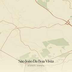 Vintage map of São João Da Boa Vista, Portugal.